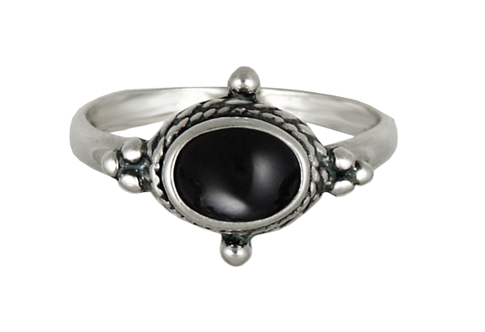 Sterling Silver Gemstone Ring With Black Onyx Size 7